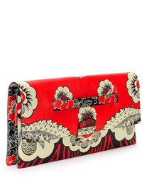Valentino Floral Print Covered Clutch Bag Red Multi