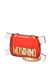 Moschino Bag Tabs Printed Leather Clutch