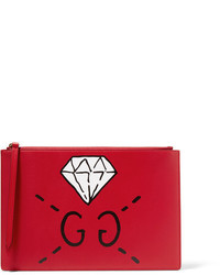 Gucci Printed Leather Pouch Red