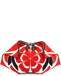 Alexander McQueen Small De Manta Floral Print Clutch Bag Redblackwhite