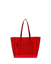Stella McCartney Red Logo Embellished Transparent Pvc Tote Bag