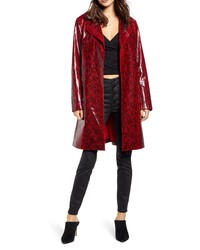 Red Print Leather Trenchcoat