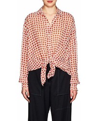 By Bonnie Young Shirt Rose Print Silk Blouse