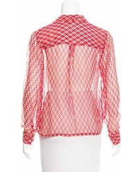 Christophe Sauvat Printed Long Sleeve Blouse W Tags