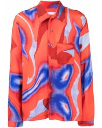 ERL Colour Block Print Buttoned Up Shirt