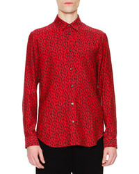 Maison Margiela Dancing Ant Print Long Sleeve Sport Shirt Red
