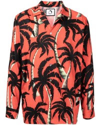 Endless Joy Palm Tree Print Tencel Shirt