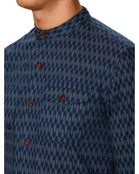 Popover Printed Mandarin Collar Sportshirt