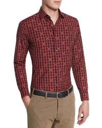 Robert Graham Rooster Long Sleeve Woven Shirt Red