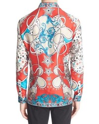 Versace Trim Fit Baroque Print Silk Shirt