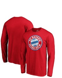 FANATICS Branded Red Bayern Munich Official Logo Long Sleeve T Shirt