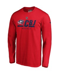 FANATICS Branded Red Columbus Blue Jackets Authentic Pro Secondary Logo Long Sleeve T Shirt