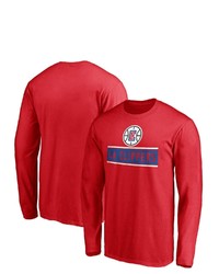 FANATICS Branded Red La Clippers Team Arc Knockout Long Sleeve T Shirt