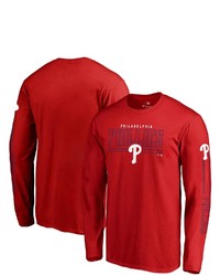 FANATICS Branded Red Philadelphia Phillies Team Front Line Long Sleeve T Shirt