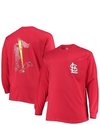 FANATICS Branded Red St Louis Cardinals Big Tall Solid Back Hit Long Sleeve T Shirt