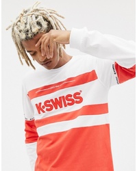 K-Swiss Fairfield Long Sleeve T Shirt With Logo Panel In White