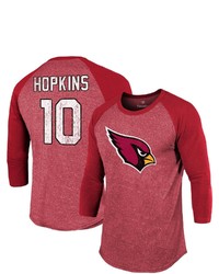 Majestic Threads Fanatics Branded Deandre Hopkins Cardinal Arizona Cardinals Team Player Name Number Tri Blend Raglan 34 Sleeve T Shirt