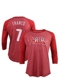 Majestic Threads Maikel Franco Red Philadelphia Phillies Tri Blend 34 Sleeve Raglan Name Number T Shirt