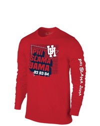 Retro Brand Original Red Houston Cougars Phi Slama Jama Long Sleeve T Shirt
