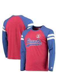 STARTE R Redroyal New York Giants Throwback League Raglan Long Sleeve Tri Blend T Shirt