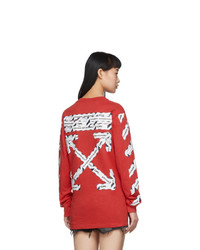 Off-White Red Airport Tape Long Sleeve T Shirt