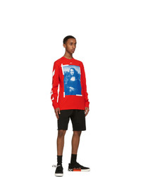 Off-White Red And Blue Mona Lisa Long Sleeve T Shirt