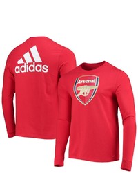 adidas Red Arsenal Three Stripe Life Crest Long Sleeve T Shirt At Nordstrom