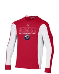 Under Armour Red Belmont Bruins On Court Shooter Bench Long Sleeve T Shirt