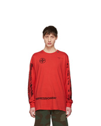 Off-White Red Diag Stencil Long Sleeve T Shirt