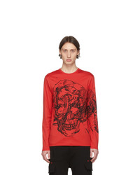 Alexander McQueen Red Etched Skull T Shirt