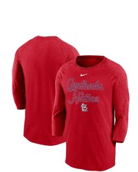 Nike Red St Louis Cardinals Local Phrase Tri Blend 34 Sleeve Raglan T Shirt