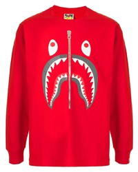 A Bathing Ape Sad Shark Print Long Sleeve T Shirt