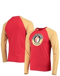 New Era Scarletgold San Francisco 49ers League Raglan Throwback Long Sleeve T Shirt