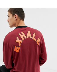 Collusion T Sleeve T Shirt In Burgundy With Back Print