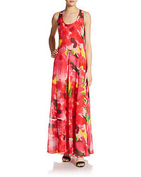 Abstract Floral Print Maxi Dress