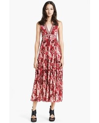 Jean Paul Gaultier Rose Print Double Layered Tulle Maxi Dress