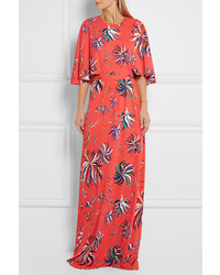 Emilio Pucci Printed Jersey Maxi Dress Coral