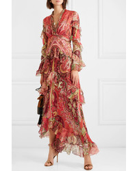 Etro Ruffled Printed Silk Chiffon Maxi Dress