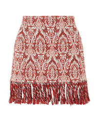 Chloé Fringed Cotton Blend Jacquard Mini Skirt