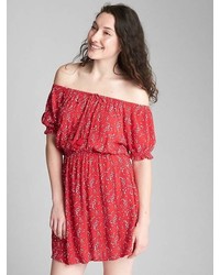 Gap Off Shoulder Short Sleeve Floral Print Dress