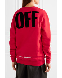 Off-White Oversized Appliqud Printed Cotton Jersey Sweatshirt Red