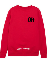 Off-White Oversized Appliqud Printed Cotton Jersey Sweatshirt Red