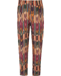 Etro Tapered Pleated Printed Linen Trousers