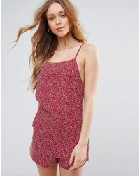 Goldie Rule Breaker Dot On Red Printed Romper With Cross Over Straps At Back