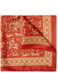 Drakes Drakes Printed Silk Pocket Square