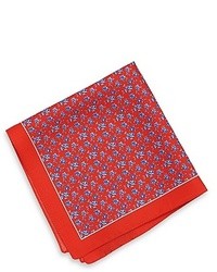 Hugo Boss Pocket Square Silk Print Bright Red