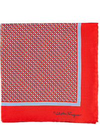 Salvatore Ferragamo Vara Print Pocket Square Red