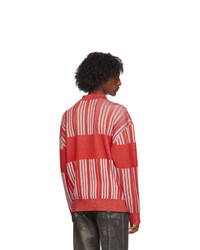 Martine Rose Red Zip Prysm Sweater