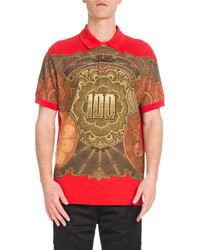 Givenchy Columbian Fit Money Print Polo Shirt Red