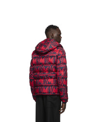 Moncler Red And Navy Down Frioland Jacket